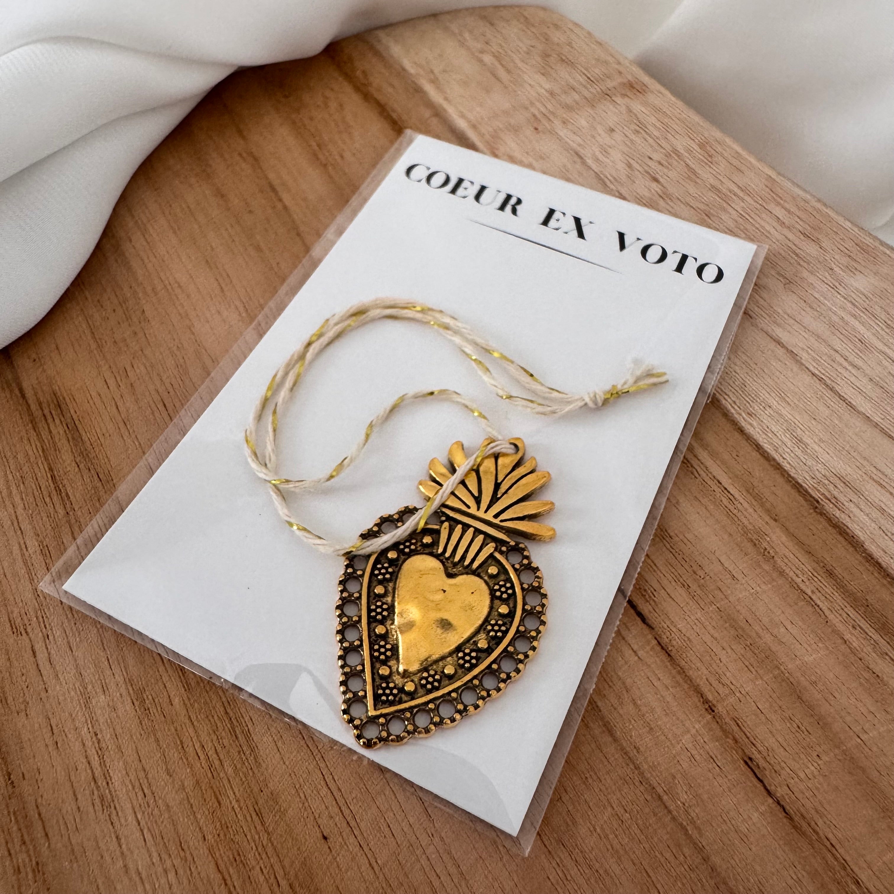 Ex-Voto Cœur Sacré en métal, talisman de protection murale 