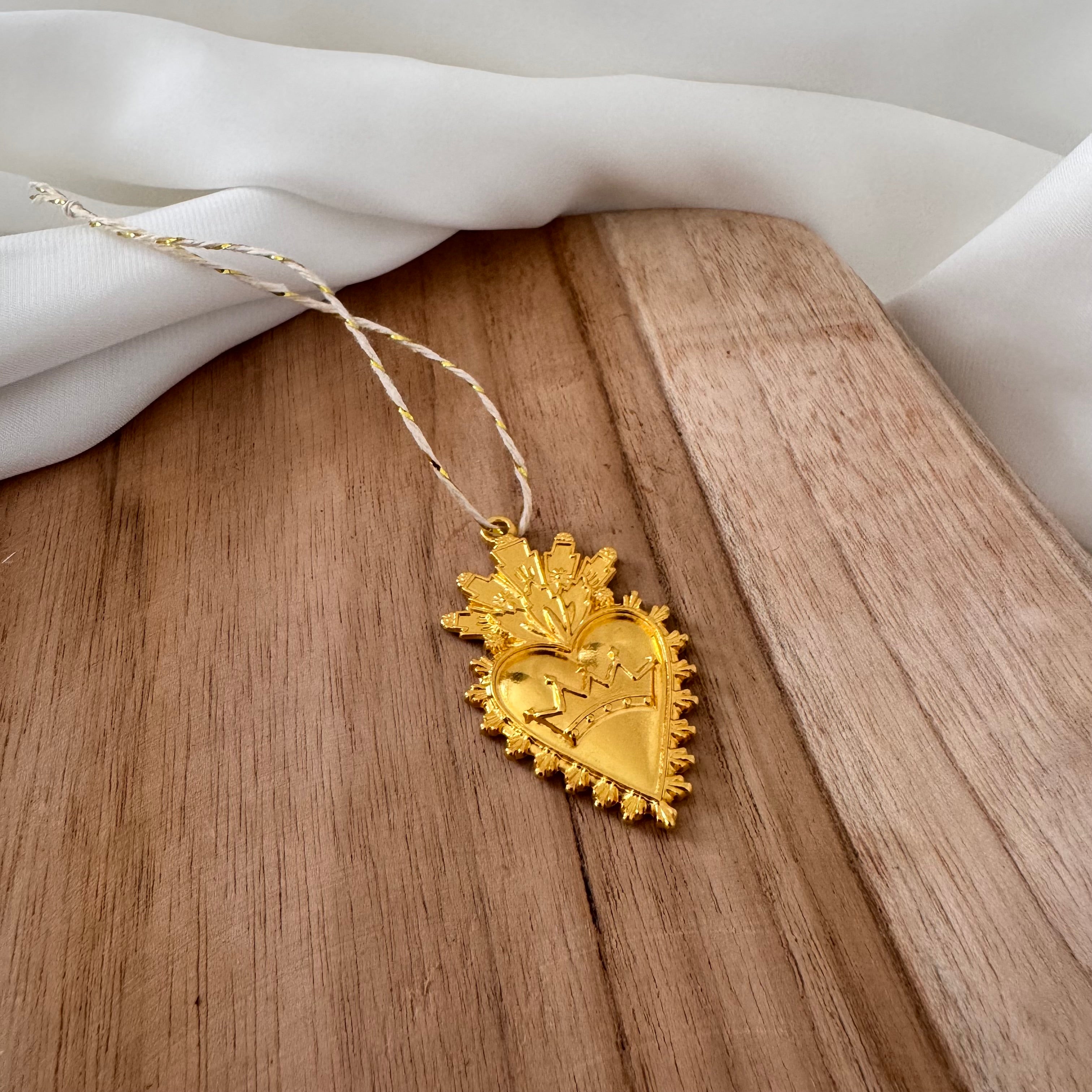 Ex-Voto Cœur Sacré en métal, talisman de protection murale 